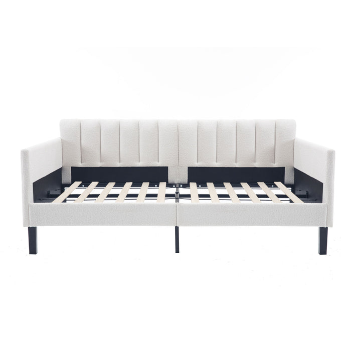 Elena - Boucle Upholstered Daybed, Ribbed Tufted Backrest