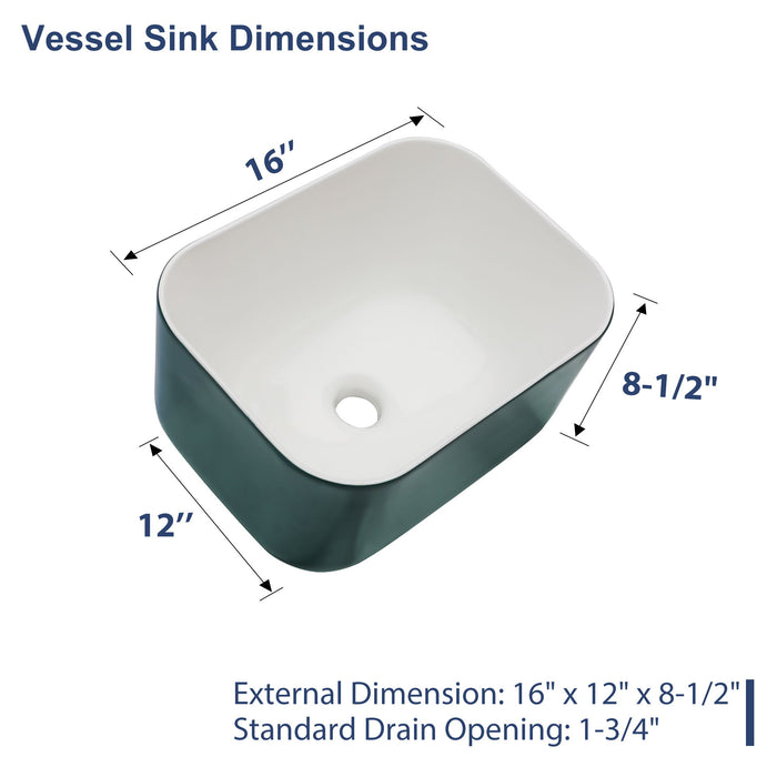Square Vessel Bathroom Sink - Green