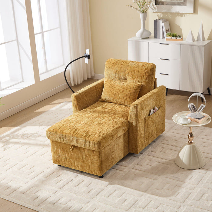 Multifunctional Chenille Recliner Sofa With Storage And Phone Bracket