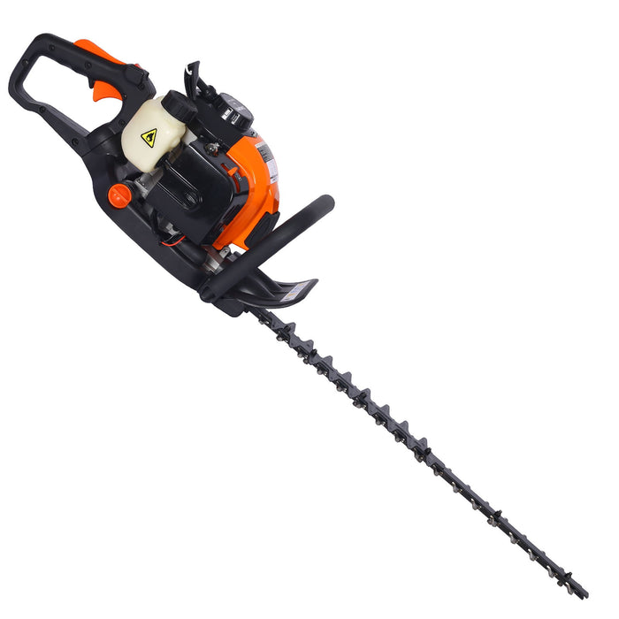 26Cc Gas Powered Hedge Trimmer With Double Sided Blade And Recoil Start - Orange