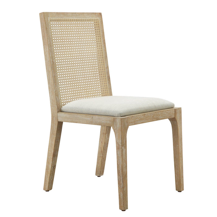 Dining Chair With Synthetic Cane Back And Upholstered Seat (Set of 2) - Natural