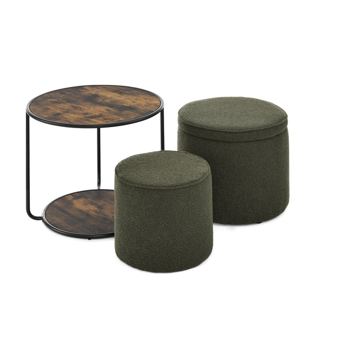 Multi Functional Ottoman And Table Set With Drum Stool