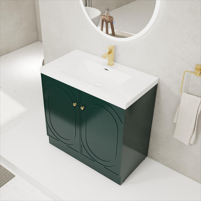 Contemporary Freestanding Bathroom Vanity With Resin Sink & Soft-Close Cabinet Doors