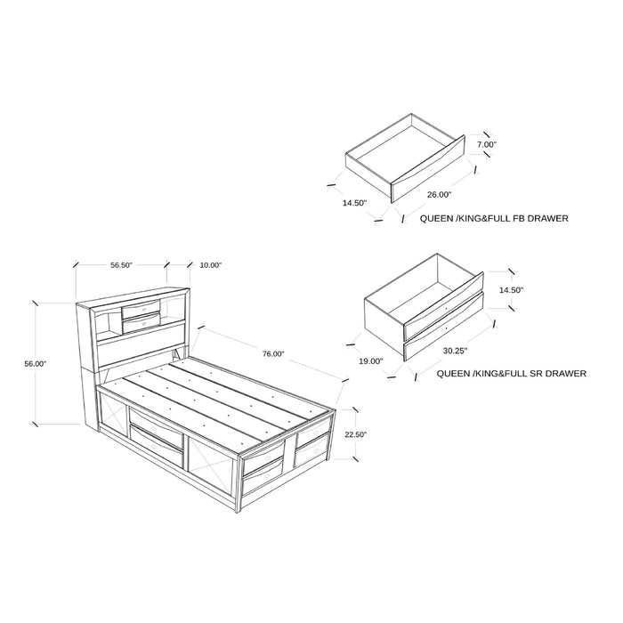 Lucille - Bed With Storage And Bookcase Headboard