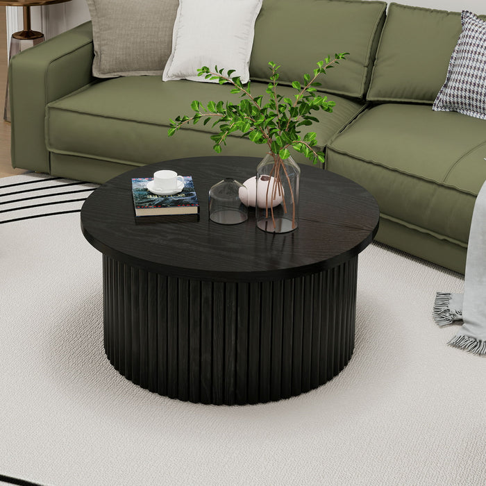 Coffee Table, Round Coffee Table, Modern Side Tables Accent End Table For Living Room, Apartment - Black