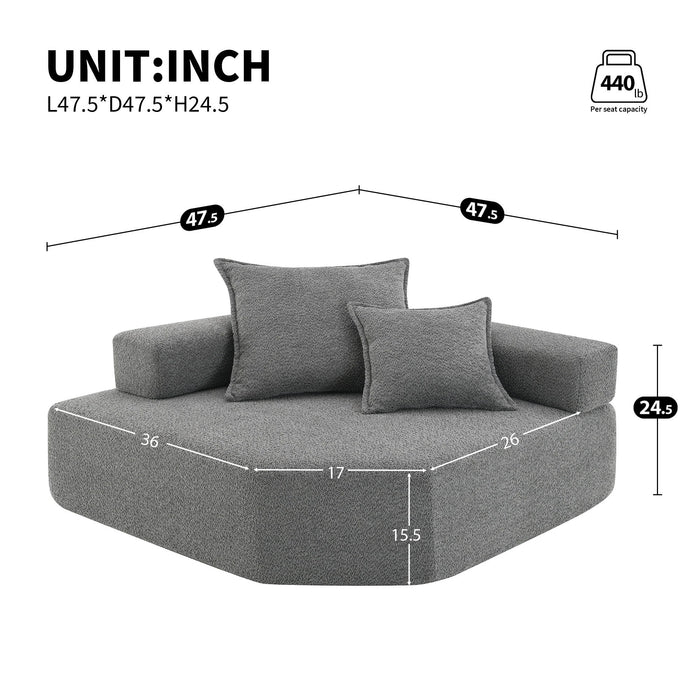 Frame For Oversized Modular U Shaped Sectional, Floor Couch Convertible Compressed Couch Spacious Foam Filled Sofa