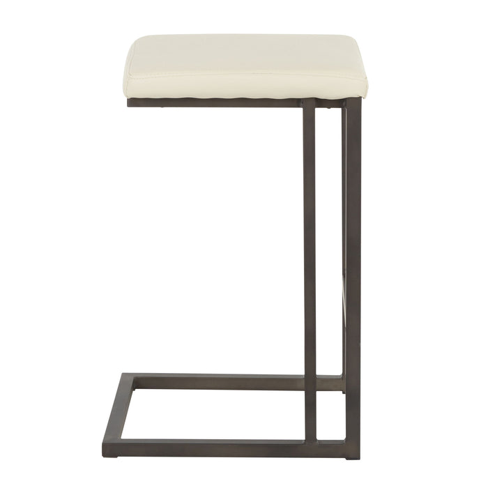 Roman - Industrial Counter Stool (Set of 2) - Antique Metal / Cream