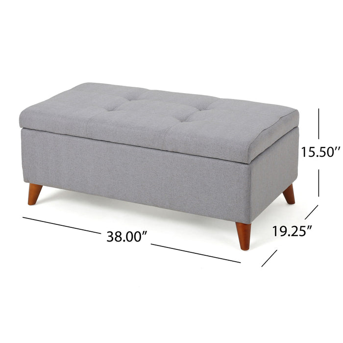 Kinetics - Upholstered Storage Ottoman With Lift-Top And Button Tufted Seat - Light Gray