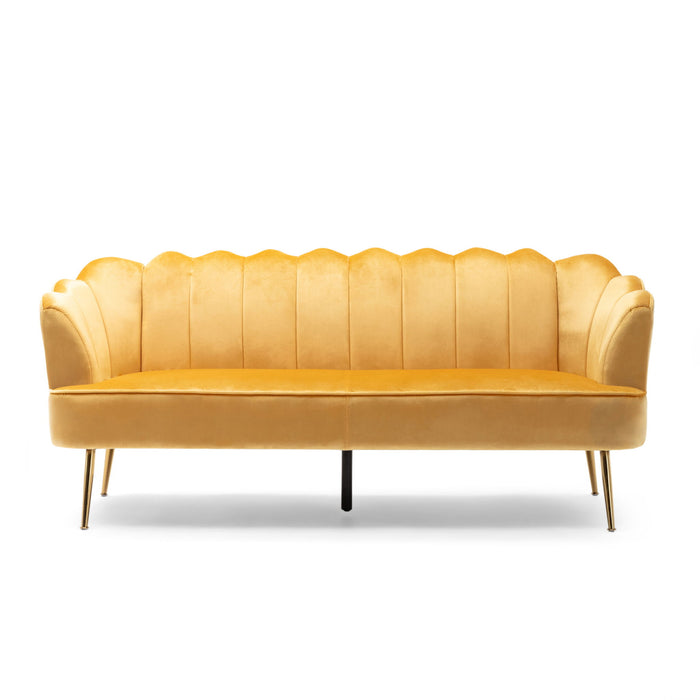 Modern Glam 3 Seater Sofa With Velvet Texture