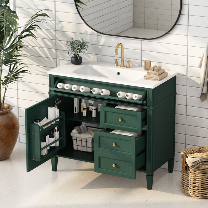 Bathroom Vanity & Top Sink, Modern Bathroom Storage Cabinet With 2 Drawers And A Tip-Out Drawer