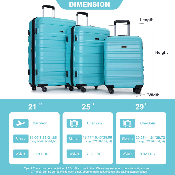 Expandable 3 Piece Luggage Sets Lightweight & Durable Suitcase, Spinner Wheels, Tsa Lock