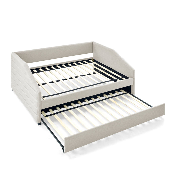 Elegant Daybed With Trundle Upholstered Tufted Sofa Bed