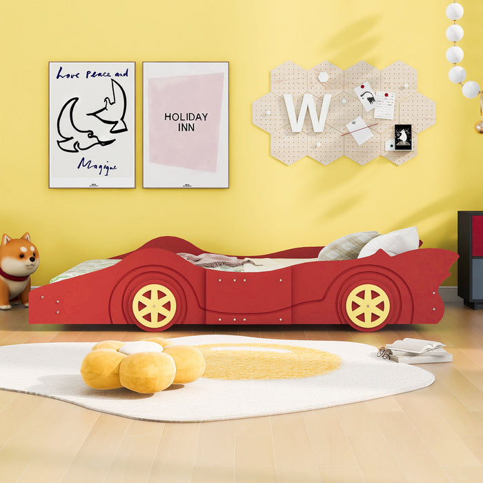 Race Car Shaped Platform Bed & Wheels