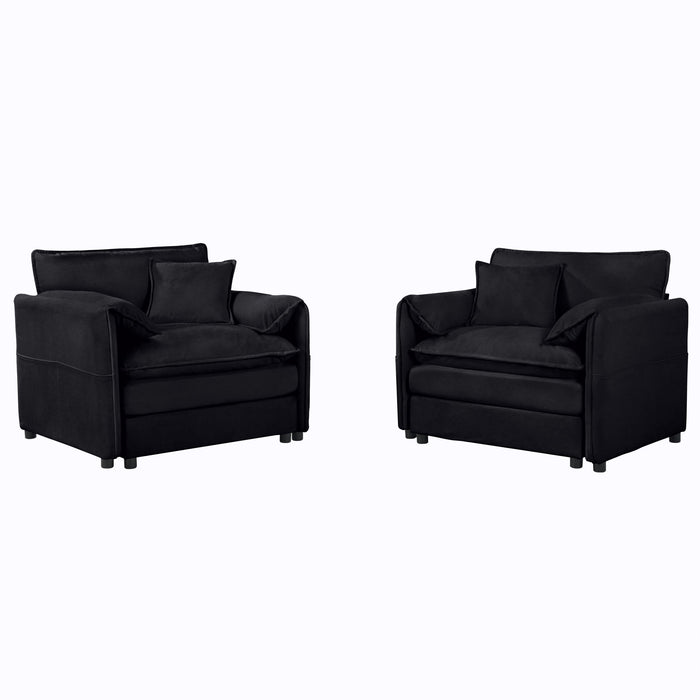 Modern Chenille Oversized Accent Chair, Comfy Single Sofa With Large Seat (Set of 2)