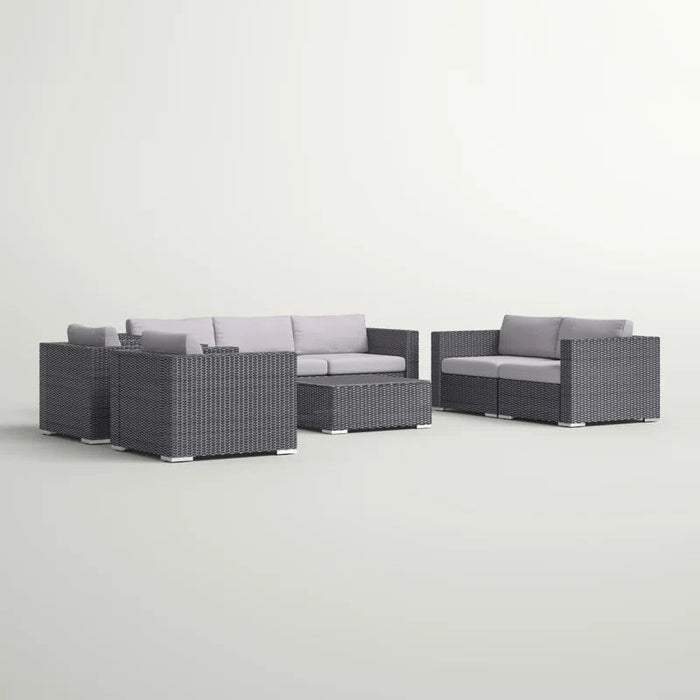 7 Person Outdoor Seating Group With Cushions - Gray / Silver