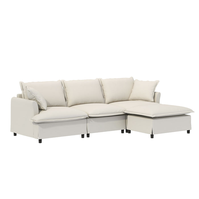 Sectional Sofa With Ottoman Cloud Couch Set With Throw Pillows, Free Combination