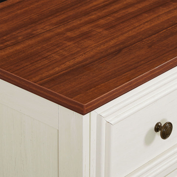 Farmhouse Vintage 7 Drawers Dresser With Natural Texture