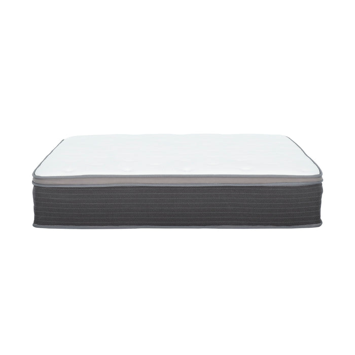 12'' Queen Size Hybrid Mattress In A Box, Plush Gel Memory Foam Mattress Top With Pocket Coil Base - Gray / White