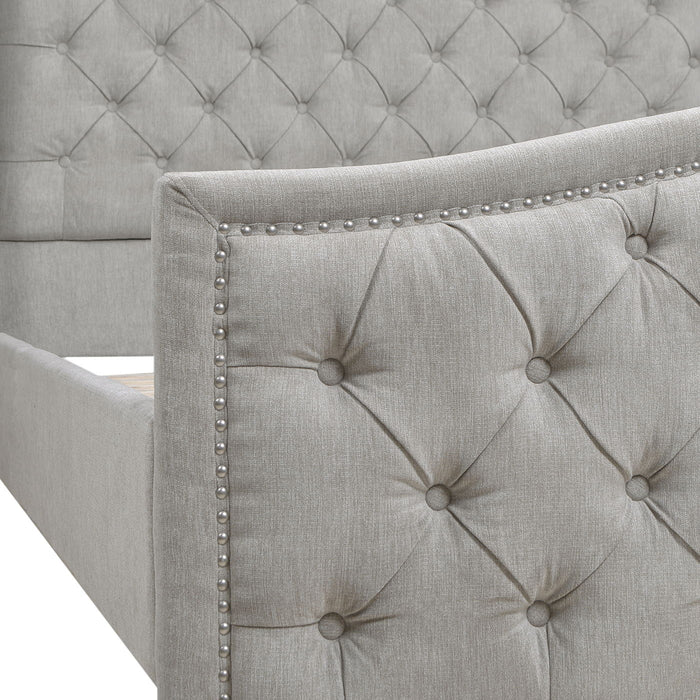 Fontana - Handcrafted Wingback Upholstered Platform Bed Frame