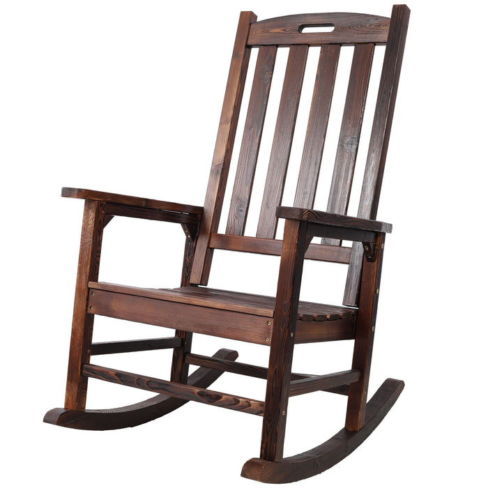 Oversized Porch Rocker Chair With Wide Seat And Tall Backrest