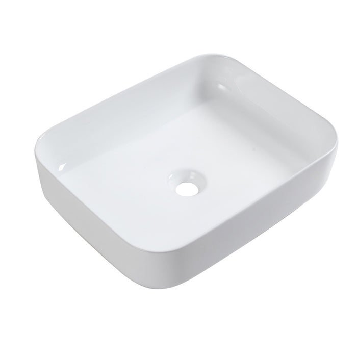 Rectangular Vessel Bathroom Sink, Modern - White