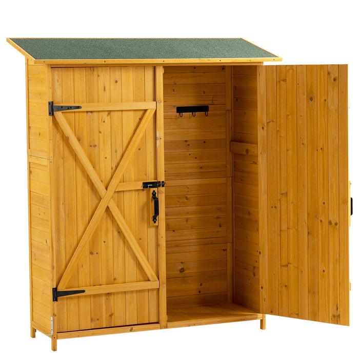 Outdoor Storage Shed With Lockable Door, Tool Storage Shed, Detachable Shelves & Pitch Roof