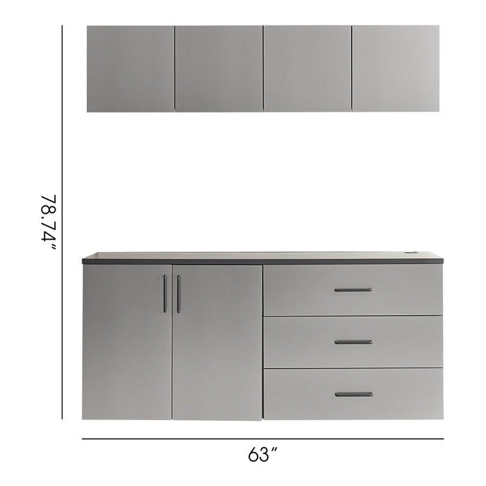 Astro Series - Garage Cabinet Set C With Soft Closing Drawers - Metallic Gray