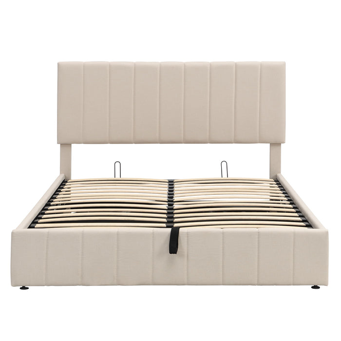 Elegant Upholstered Platform Bed With Hydraulic Storage System
