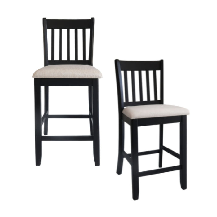 Transitional Rubberwood Dining Room Chairs (Set of 2) With Slatted Back - Black