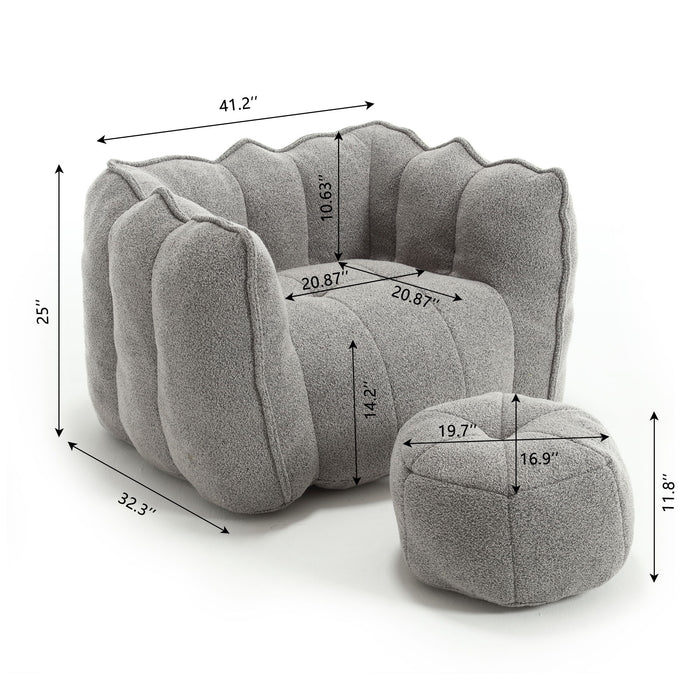 Soft Chenille Bean Bag Chair With High Resilient Foam