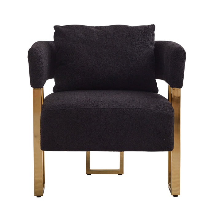 Modern Decorative Chair Teddy Fleece Upholstered And Metal Foot