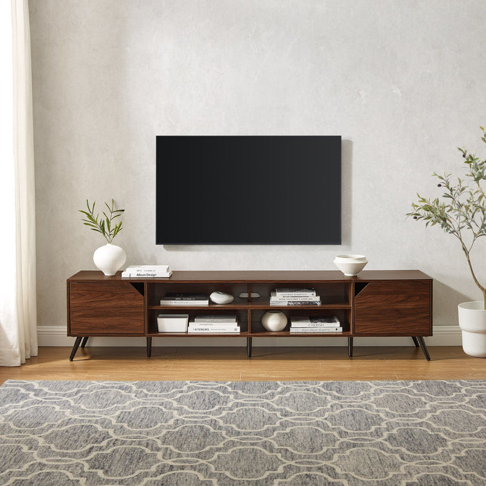 Contemporary 2 Door Minimalist TV Stand For TVs Up To 90" - Dark Walnut