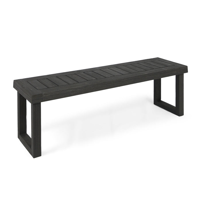 Realm - Outdoor Bench With Slat Panel Top And Base - Dark Gray