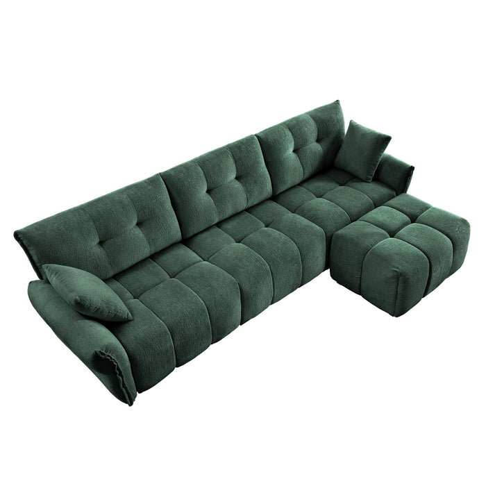 Sofa Set With Ottoman And Pillows, Textured, High Resilience Cushions