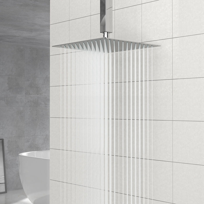Modern 10" Square Rainfall Shower Head & Stainless Steel Wall Or Ceiling Mount Luxury Spa Shower Panel