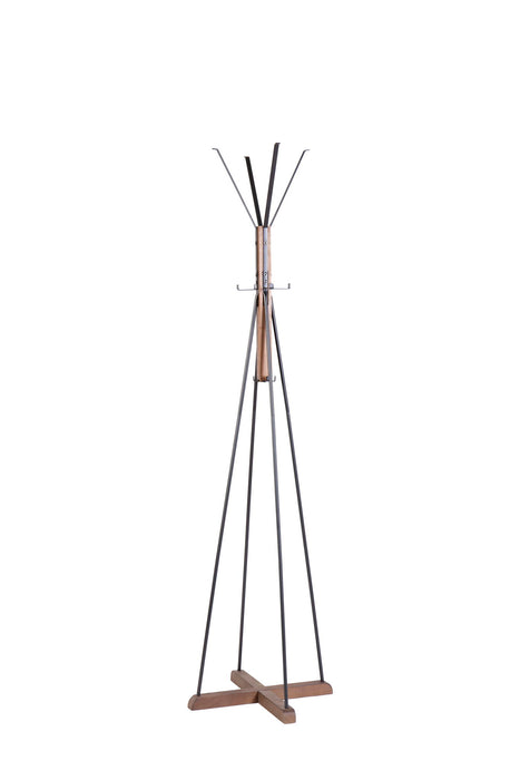 Reclaimed Wood And Metal Freestanding Coat Rack With Hooks Use In Bedroom, Living Room - Natural