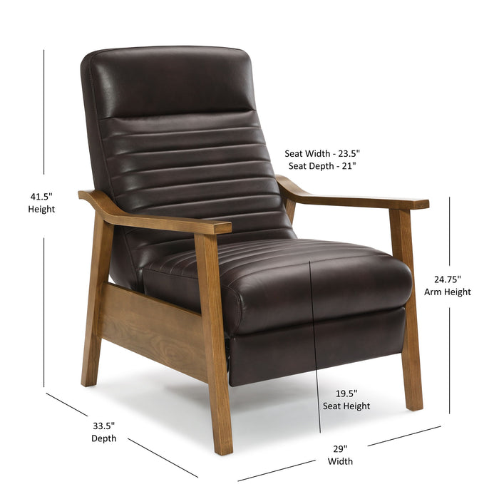 Asher - Modern Push Back Recliner With Wood Arms