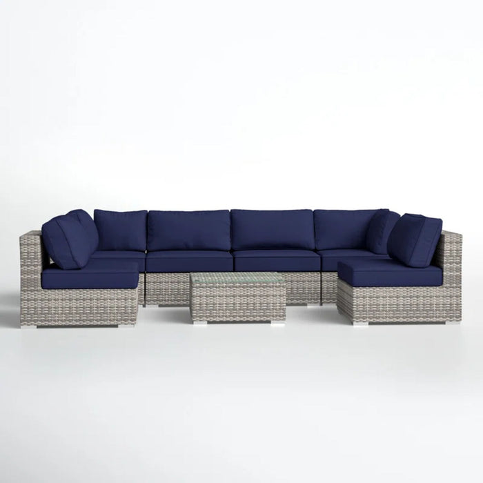 Seating Set With Cushions Handcrafted Wicker Design