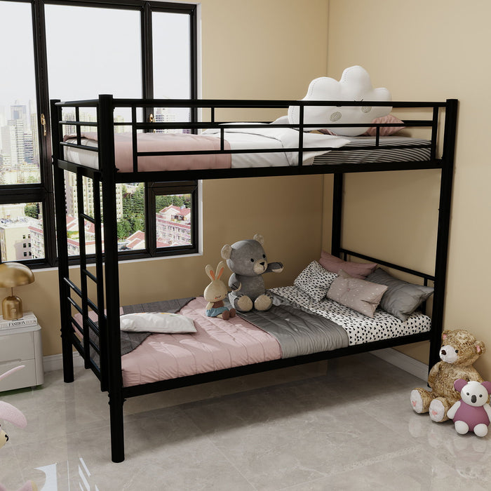 Bunk Bed For Kids, Convertible Frame With Ladders & Guardrail
