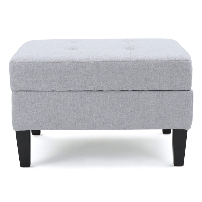 Ottoman With Birch Wood Legs And Cushioned Top For Comfort