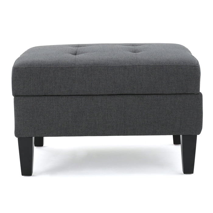 Ottoman With Birch Wood Legs And Cushioned Top For Comfort