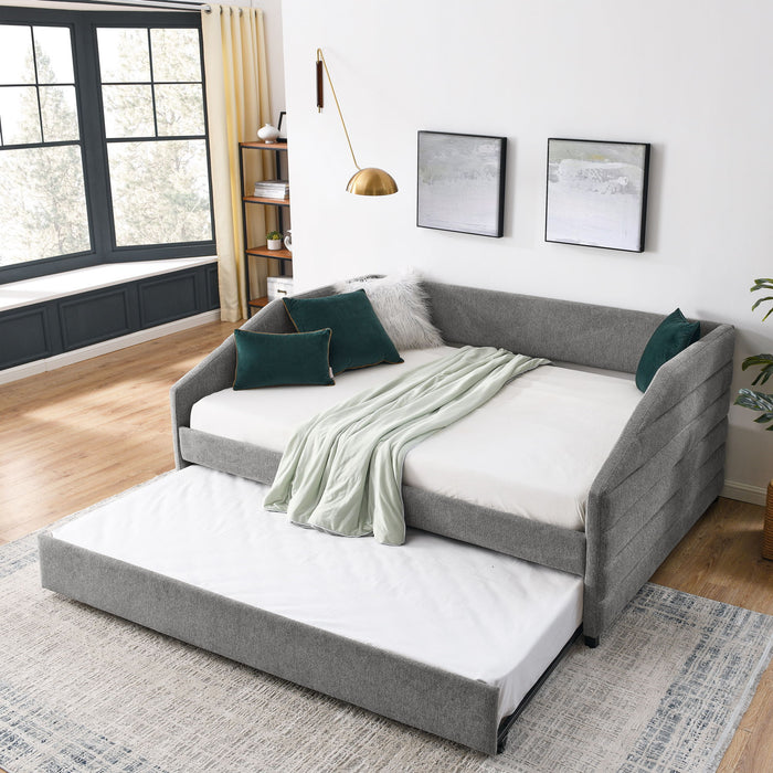 Elegant Daybed With Trundle Upholstered Tufted Sofa Bed