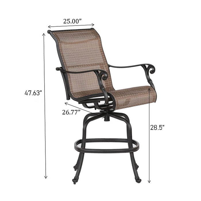 Outdoor Sling Counter Stool (Set of 2) With Aluminum Frame, All Weather - Dark Brown