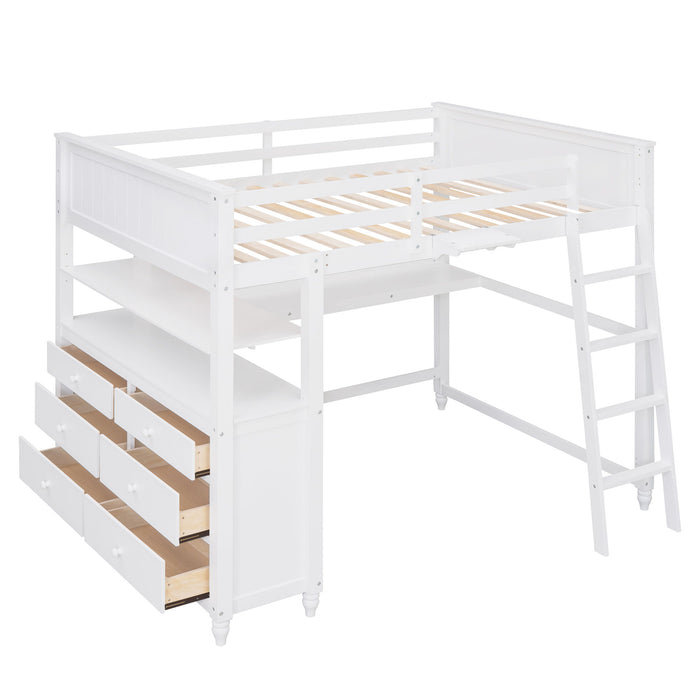 Loft Bed With Drawers With Desk And Shelves