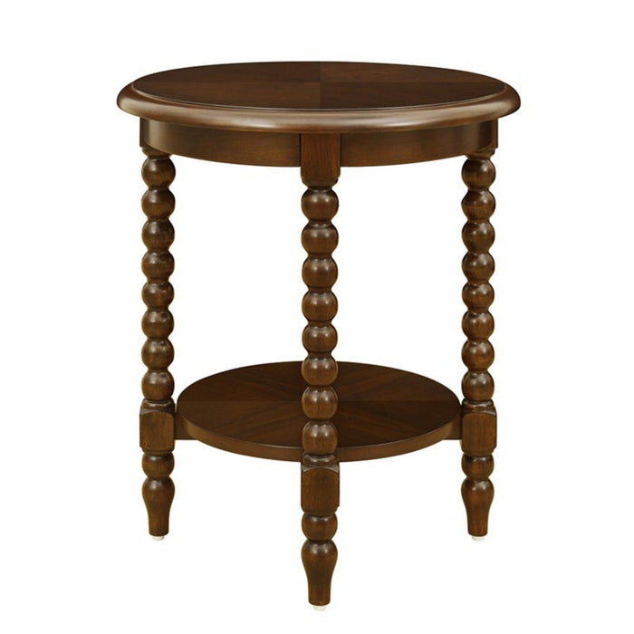 Philippe - Round End Table With Shelf - Brown
