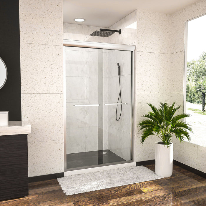 Modern Double Sliding Shower Enclosure, Tempered Glass