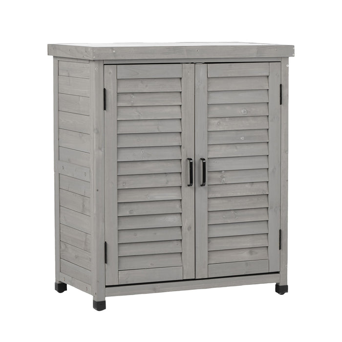 Potting Bench With Storage Cabinet And Metal Table Top For Outdoor