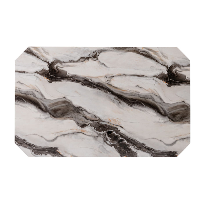 Magaly - Bar Table With Marbled Top Detail And Scalloped Edges - Dark Gray