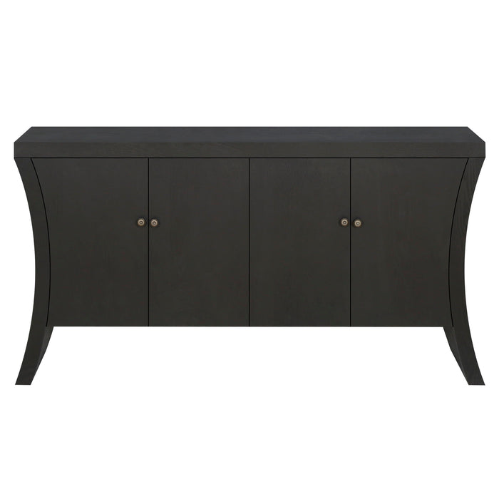 Refined Industrial 4 Door Credenza With Arc Legs & Bronze Clasps