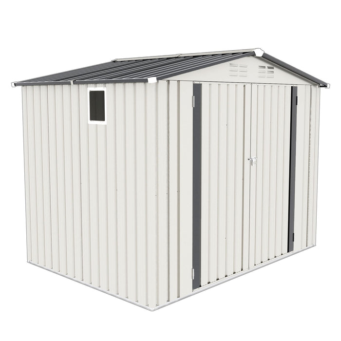 Garden Tool Shed Metal Storage Shed With Peaked Roof Waterproof Lockable Door